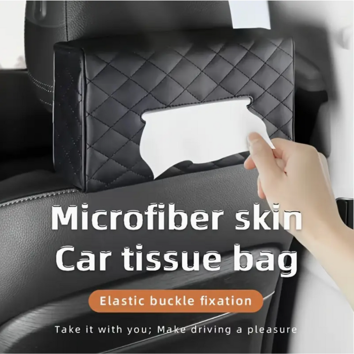 Cutie de șervețele auto din piele PU – Fixare pe parasolar sau pe tetiere