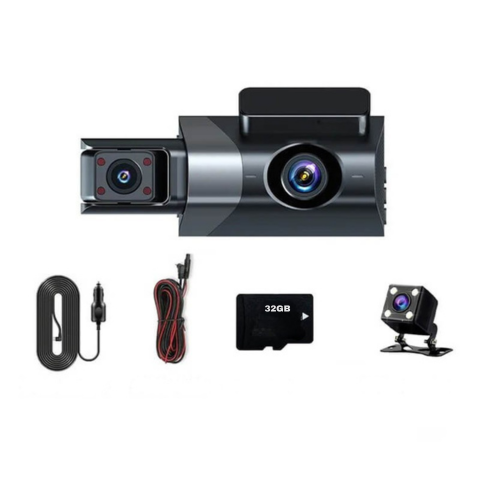 Inbyggd Kamera Bil — Dubbel Objektiv Med Integrerad Bakre Kamera