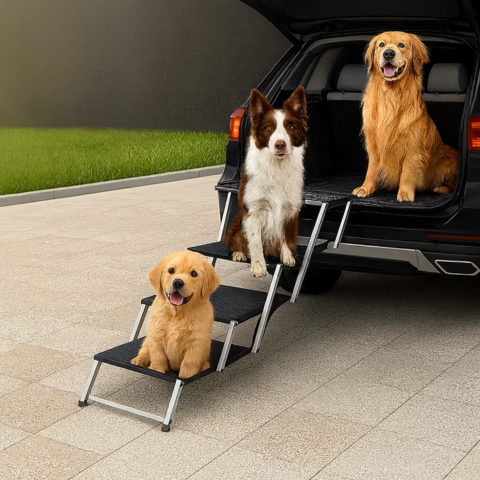 Opvouwbare Trappen Voor Honden — Gemakkelijke Toegang Tot De Kofferbak Van De Auto