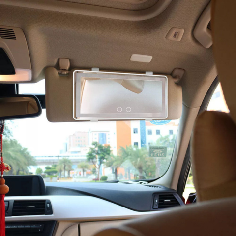 LED Sunshade Mirror For Car – Adjustable And Rechargeable Lighting