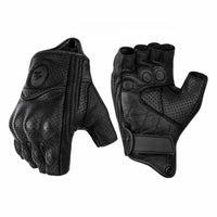 PU Leather Half-Finger Motorcycle Gloves – Retro Biker Style & Breathable Summer