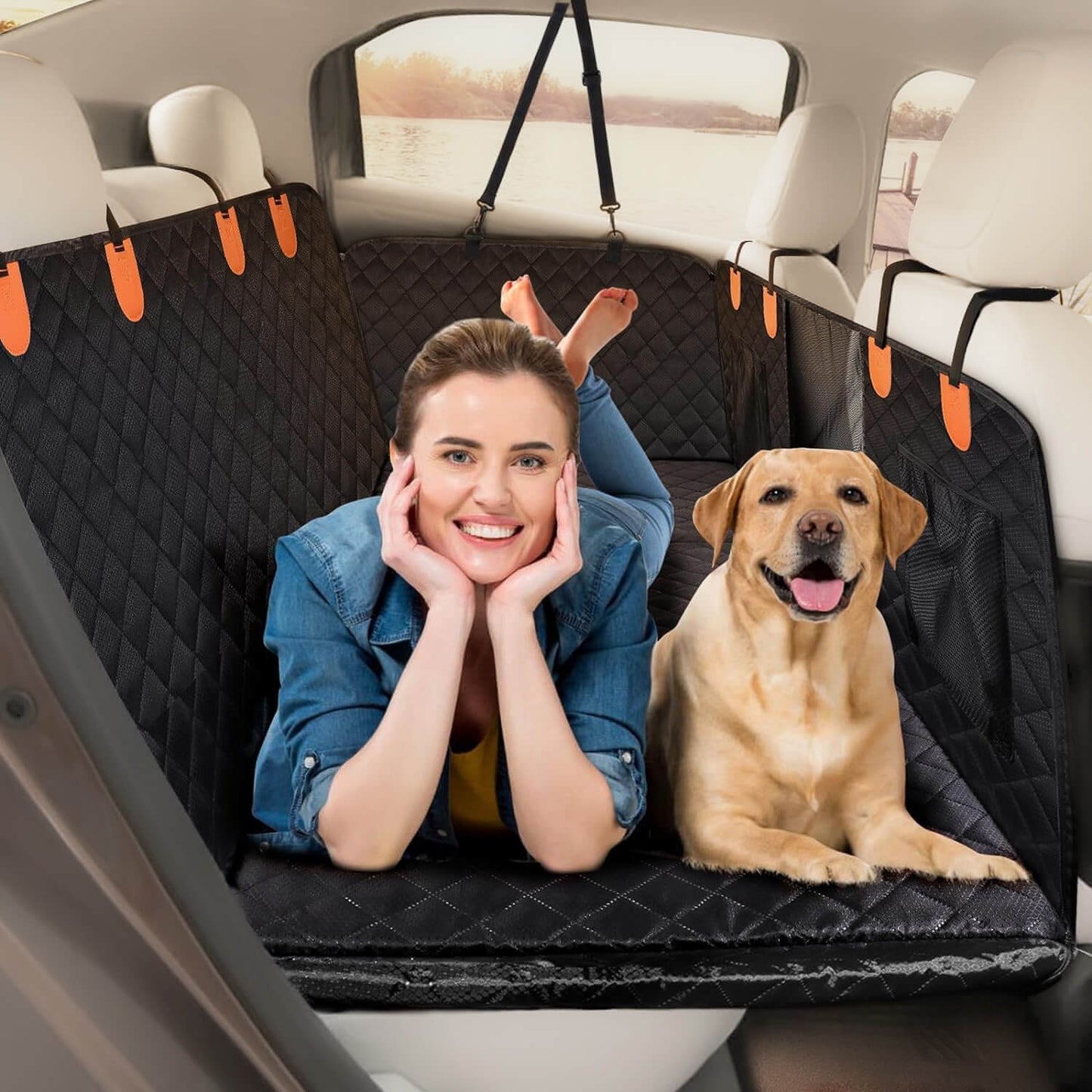 Fodera per Sedile Auto per Cani – Impermeabile e Antiscivolo con Cintura di Sicurezza 