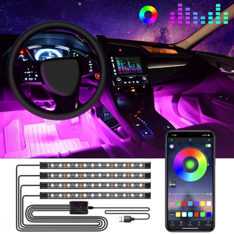 LED Ambient Bil Lys – Multifarvede Lys Reaktive Til Lyd 
