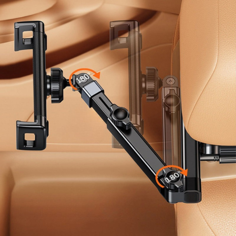 Soporte de teléfono y tableta para coche - Fijación de reposacabezas ajustable 