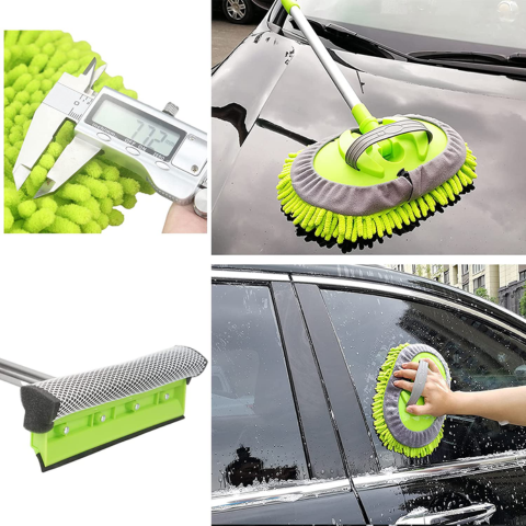 Multifunctional Car Wash Kit — Adjustable Handle & Soft Cloth 