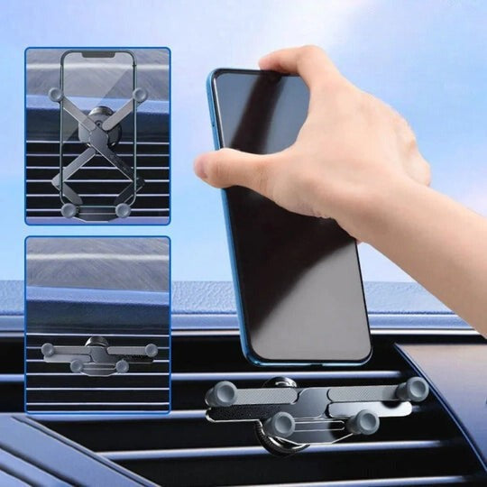 Stöd Telefon Bil Ventilationsgaller – 360° Rotation & Automatisk Låsning 