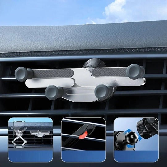Stöd Telefon Bil Ventilationsgaller – 360° Rotation & Automatisk Låsning 